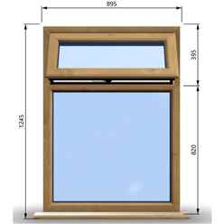 895mm (W) x 1245mm (H) Wooden Stormproof Window - 1 Top Opening Window -Toughened Safety Glass