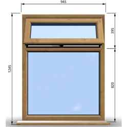 945mm (W) x 1245mm (H) Wooden Stormproof Window - 1 Top Opening Window -Toughened Safety Glass