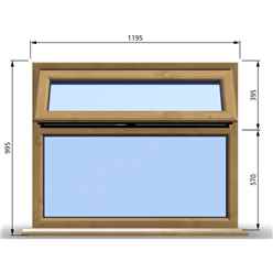 1195mm (W) x 995mm (H) Wooden Stormproof Window - 1 Top Opening Window -Toughened Safety Glass