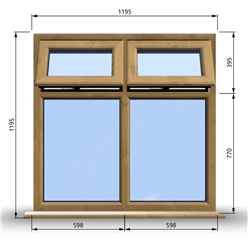 1195mm (W) x 1195mm (H) Wooden Stormproof Window - 2 Top Opening Windows -Toughened Safety Glass