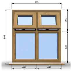 895mm (W) x 995mm (H) Wooden Stormproof Window - 2 Top Opening Windows -Toughened Safety Glass