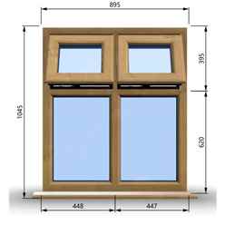 895mm (W) x 1045mm (H) Wooden Stormproof Window - 2 Top Opening Windows -Toughened Safety Glass