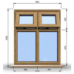 895mm (W) x 1095mm (H) Wooden Stormproof Window - 2 Top Opening Windows -Toughened Safety Glass