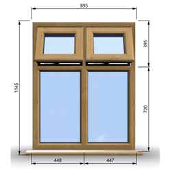 895mm (W) x 1145mm (H) Wooden Stormproof Window - 2 Top Opening Windows -Toughened Safety Glass