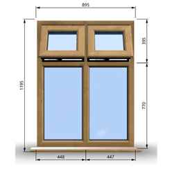 895mm (W) x 1195mm (H) Wooden Stormproof Window - 2 Top Opening Windows -Toughened Safety Glass