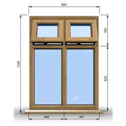 895mm (W) x 1245mm (H) Wooden Stormproof Window - 2 Top Opening Windows -Toughened Safety Glass
