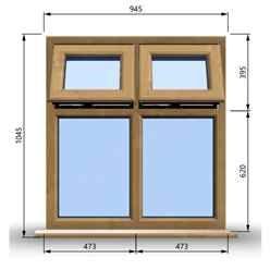 945mm (W) x 1045mm (H) Wooden Stormproof Window - 2 Top Opening Windows -Toughened Safety Glass