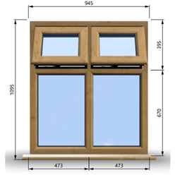 945mm (W) x 1095mm (H) Wooden Stormproof Window - 2 Top Opening Windows -Toughened Safety Glass