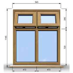 945mm (W) x 1145mm (H) Wooden Stormproof Window - 2 Top Opening Windows -Toughened Safety Glass