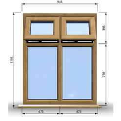 945mm (W) x 1195mm (H) Wooden Stormproof Window - 2 Top Opening Windows -Toughened Safety Glass
