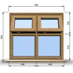 995mm (W) x 895mm (H) Wooden Stormproof Window - 2 Top Opening Windows -Toughened Safety Glass
