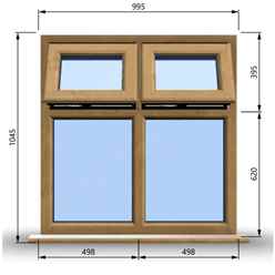 995mm (W) x 1045mm (H) Wooden Stormproof Window - 2 Top Opening Windows -Toughened Safety Glass