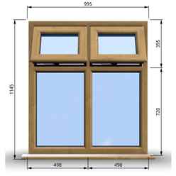 995mm (W) x 1145mm (H) Wooden Stormproof Window - 2 Top Opening Windows -Toughened Safety Glass