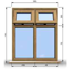 995mm (W) x 1195mm (H) Wooden Stormproof Window - 2 Top Opening Windows -Toughened Safety Glass