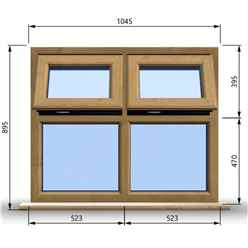 1045mm (W) x 895mm (H) Wooden Stormproof Window - 2 Top Opening Windows -Toughened Safety Glass