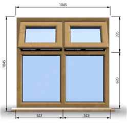 1045mm (W) x 1045mm (H) Wooden Stormproof Window - 2 Top Opening Windows -Toughened Safety Glass