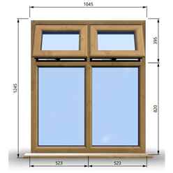 1045mm (W) x 1245mm (H) Wooden Stormproof Window - 2 Top Opening Windows -Toughened Safety Glass