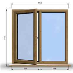 1195mm (W) x 1195mm (H) Wooden Stormproof Window - 1/2 Left Opening Window - Toughened Safety Glass
