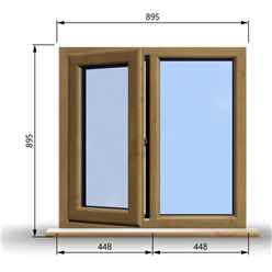 895mm (W) x 895mm (H) Wooden Stormproof Window - 1/2 Left Opening Window - Toughened Safety Glass