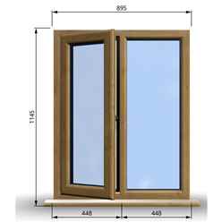 895mm (W) x 1145mm (H) Wooden Stormproof Window - 1/2 Left Opening Window - Toughened Safety Glass