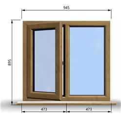 945mm (W) x 895mm (H) Wooden Stormproof Window - 1/2 Left Opening Window - Toughened Safety Glass