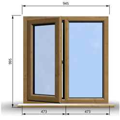 945mm (W) x 995mm (H) Wooden Stormproof Window - 1/2 Left Opening Window - Toughened Safety Glass