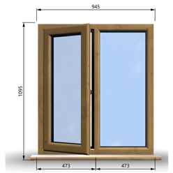 945mm (W) x 1095mm (H) Wooden Stormproof Window - 1/2 Left Opening Window - Toughened Safety Glass