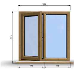 995mm (W) x 995mm (H) Wooden Stormproof Window - 1/2 Left Opening Window - Toughened Safety Glass