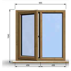 995mm (W) x 1045mm (H) Wooden Stormproof Window - 1/2 Left Opening Window - Toughened Safety Glass