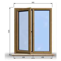 995mm (W) x 1245mm (H) Wooden Stormproof Window - 1/2 Left Opening Window - Toughened Safety Glass
