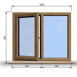 1095mm (W) x 945mm (H) Wooden Stormproof Window - 1/2 Left Opening Window - Toughened Safety Glass
