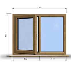 1145mm (W) x 895mm (H) Wooden Stormproof Window - 1/2 Left Opening Window - Toughened Safety Glass