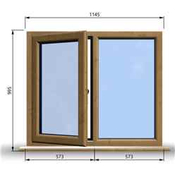 1145mm (W) x 995mm (H) Wooden Stormproof Window - 1/2 Left Opening Window - Toughened Safety Glass