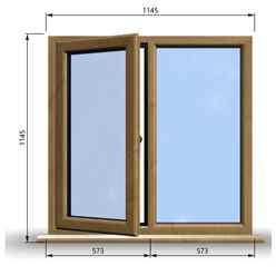 1145mm (W) x 1145mm (H) Wooden Stormproof Window - 1/2 Left Opening Window - Toughened Safety Glass