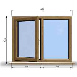 1195mm (W) x 945mm (H) Wooden Stormproof Window - 1/2 Left Opening Window - Toughened Safety Glass