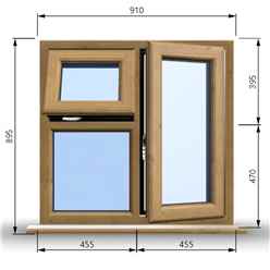 910mm (W) x 895mm (H) Wooden Stormproof Window - 1 Opening Window (RIGHT) - Top Opening Window (LEFT) - Toughened Safety Glass
