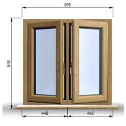 895mm (W) x 895mm (H) Wooden Stormproof Window - 2 Opening Windows (Left & Right) - Toughened Safety Glass