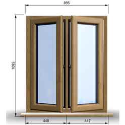 895mm (W) x 1095mm (H) Wooden Stormproof Window - 2 Opening Windows (Left & Right) - Toughened Safety Glass