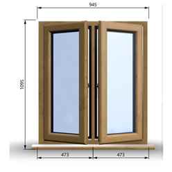945mm (W) x 1095mm (H) Wooden Stormproof Window - 2 Opening Windows (Left & Right) - Toughened Safety Glass