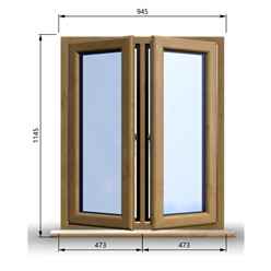 945mm (W) x 1145mm (H) Wooden Stormproof Window - 2 Opening Windows (Left & Right) - Toughened Safety Glass