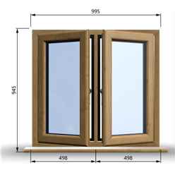 995mm (W) x 945mm (H) Wooden Stormproof Window - 2 Opening Windows (Left & Right) - Toughened Safety Glass