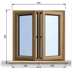 995mm (W) x 995mm (H) Wooden Stormproof Window - 2 Opening Windows (Left & Right) - Toughened Safety Glass