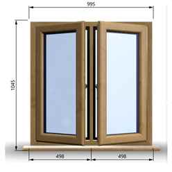 995mm (W) x 1045mm (H) Wooden Stormproof Window - 2 Opening Windows (Left & Right) - Toughened Safety Glass