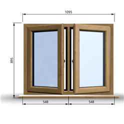 1095mm (W) x 895mm (H) Wooden Stormproof Window - 2 Opening Windows (Left & Right) - Toughened Safety Glass