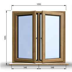 1095mm (W) x 1095mm (H) Wooden Stormproof Window - 2 Opening Windows (Left & Right) - Toughened Safety Glass
