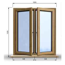 1095mm (W) x 1245mm (H) Wooden Stormproof Window - 2 Opening Windows (Left & Right) - Toughened Safety Glass