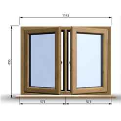 1145mm (W) x 895mm (H) Wooden Stormproof Window - 2 Opening Windows (Left & Right) - Toughened Safety Glass