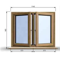 1145mm (W) x 945mm (H) Wooden Stormproof Window - 2 Opening Windows (Left & Right) - Toughened Safety Glass