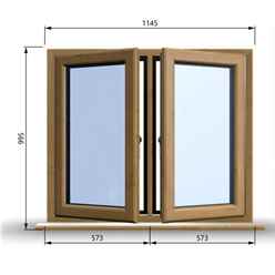 1145mm (W) x 995mm (H) Wooden Stormproof Window - 2 Opening Windows (Left & Right) - Toughened Safety Glass