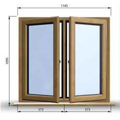 1145mm (W) x 1095mm (H) Wooden Stormproof Window - 2 Opening Windows (Left & Right) - Toughened Safety Glass